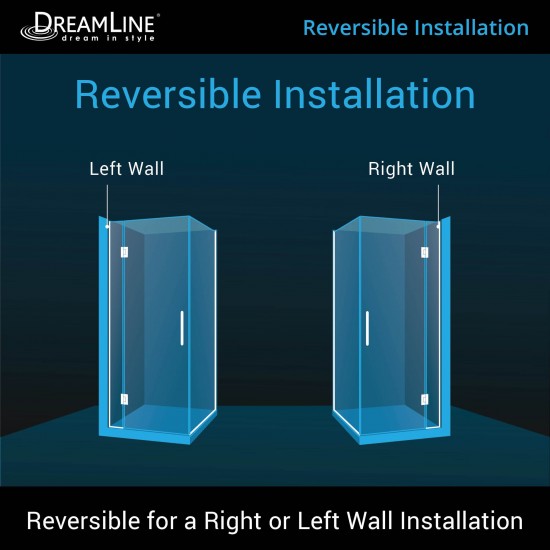 Unidoor-X 33 3/8 in. W x 30 in. D x 72 in. H Frameless Hinged Shower Enclosure in Chrome