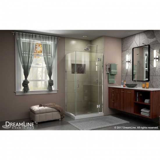 Unidoor-X 33 3/8 in. W x 34 in. D x 72 in. H Frameless Hinged Shower Enclosure in Chrome