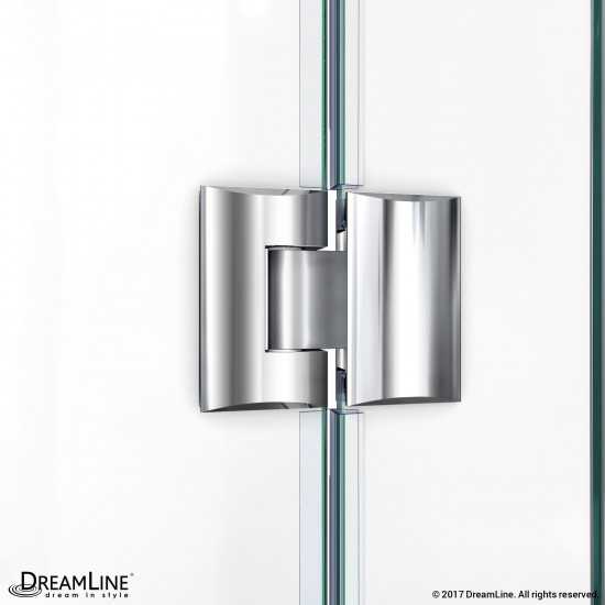 Unidoor-X 33 3/8 in. W x 34 in. D x 72 in. H Frameless Hinged Shower Enclosure in Chrome