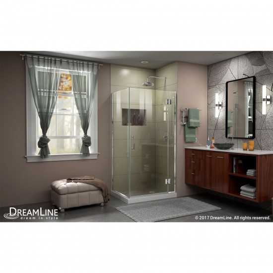 Unidoor-X 35 3/8 in. W x 34 in. D x 72 in. H Frameless Hinged Shower Enclosure in Chrome