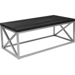Park Ridge Black Coffee Table with Silver Finish Frame