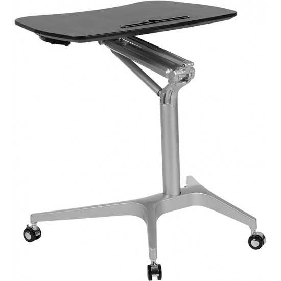 Mobile Sit-Down, Stand-Up Black Computer Ergonomic Desk with 28.25"W Top (Adjustable Range 29" - 41")