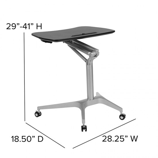 Mobile Sit-Down, Stand-Up Black Computer Ergonomic Desk with 28.25"W Top (Adjustable Range 29" - 41")