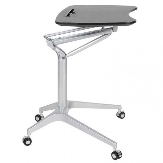 Mobile Sit-Down, Stand-Up Black Computer Ergonomic Desk with 28.25"W Top (Adjustable Range 29" - 41")