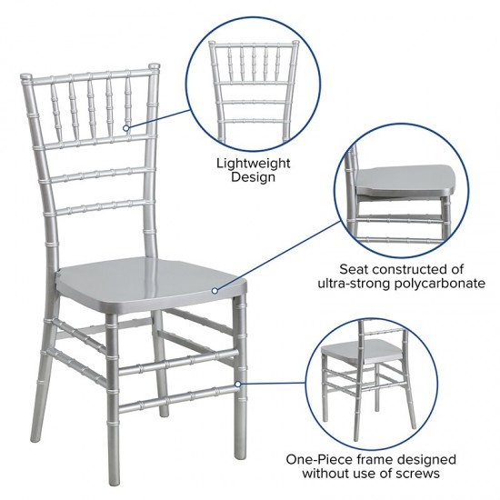 HERCULES PREMIUM Series Silver Resin Stacking Chiavari Chair