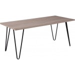 Oak Park Collection Driftwood Wood Grain Finish Coffee Table with Black Metal Legs