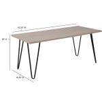 Oak Park Collection Driftwood Wood Grain Finish Coffee Table with Black Metal Legs