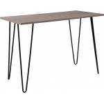 Oak Park Collection Driftwood Wood Grain Finish Console Table with Black Metal Legs