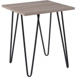 Oak Park Collection Driftwood Wood Grain Finish End Table with Black Metal Legs