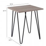 Oak Park Collection Driftwood Wood Grain Finish End Table with Black Metal Legs