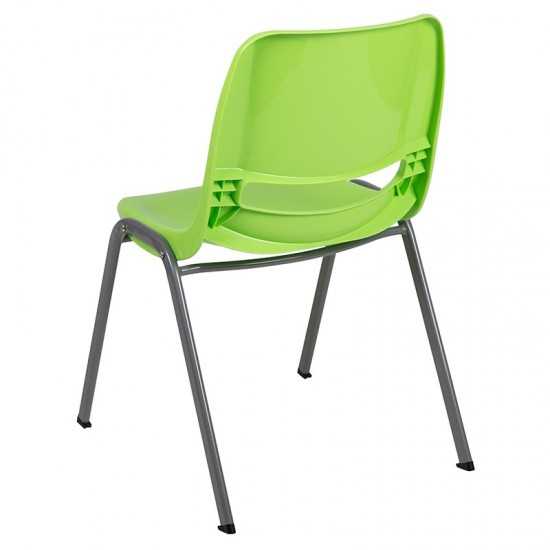 880 lb. Capacity Green Ergonomic Shell Stack Chair with Gray Frame