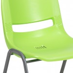 880 lb. Capacity Green Ergonomic Shell Stack Chair with Gray Frame