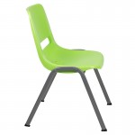 880 lb. Capacity Green Ergonomic Shell Stack Chair with Gray Frame