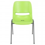 880 lb. Capacity Green Ergonomic Shell Stack Chair with Gray Frame