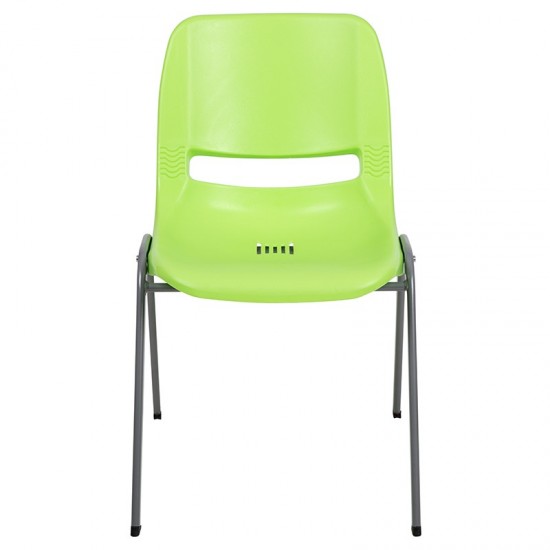 880 lb. Capacity Green Ergonomic Shell Stack Chair with Gray Frame