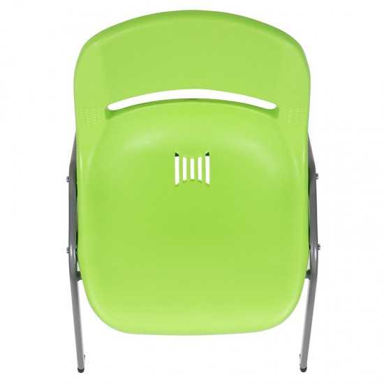 880 lb. Capacity Green Ergonomic Shell Stack Chair with Gray Frame