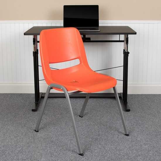 880 lb. Capacity Orange Ergonomic Shell Stack Chair with Gray Frame