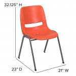 880 lb. Capacity Orange Ergonomic Shell Stack Chair with Gray Frame