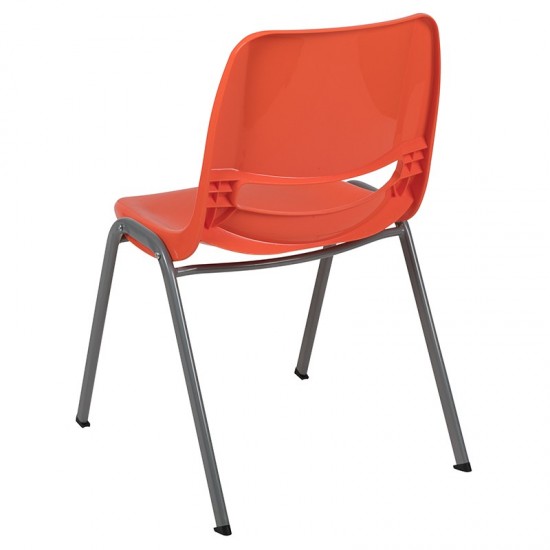 880 lb. Capacity Orange Ergonomic Shell Stack Chair with Gray Frame