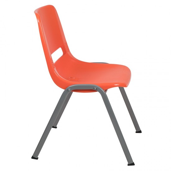 880 lb. Capacity Orange Ergonomic Shell Stack Chair with Gray Frame