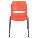 880 lb. Capacity Orange Ergonomic Shell Stack Chair with Gray Frame