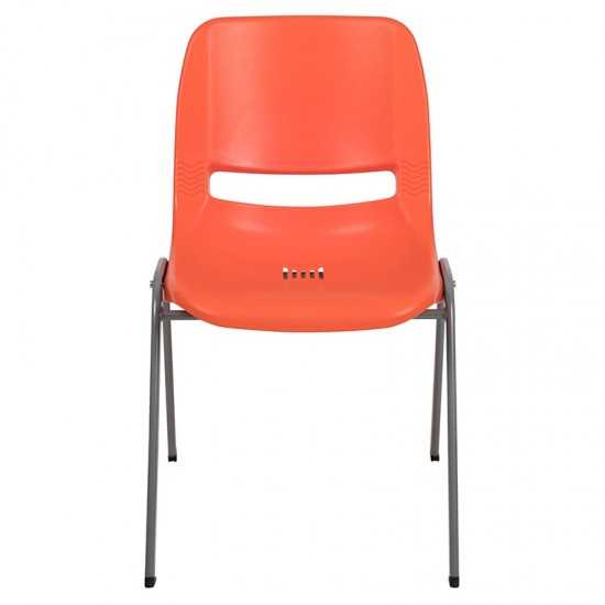 880 lb. Capacity Orange Ergonomic Shell Stack Chair with Gray Frame