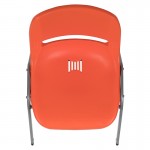 880 lb. Capacity Orange Ergonomic Shell Stack Chair with Gray Frame