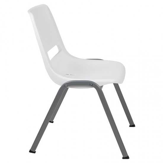 880 lb. Capacity White Ergonomic Shell Stack Chair with Gray Frame