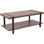 Beacon Hill Rustic Wood Grain Finish Coffee Table with Black Metal Legs