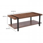 Beacon Hill Rustic Wood Grain Finish Coffee Table with Black Metal Legs