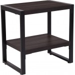 Thompson Collection Charcoal Wood Grain Finish End Table with Black Metal Frame