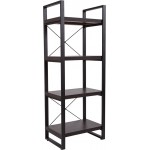 Thompson Collection 4 Shelf 62"H Etagere Bookcase in Charcoal Wood Grain Finish