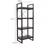 Thompson Collection 4 Shelf 62"H Etagere Bookcase in Charcoal Wood Grain Finish