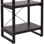 Thompson Collection 4 Shelf 62"H Etagere Bookcase in Charcoal Wood Grain Finish