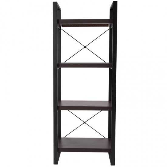 Thompson Collection 4 Shelf 62"H Etagere Bookcase in Charcoal Wood Grain Finish