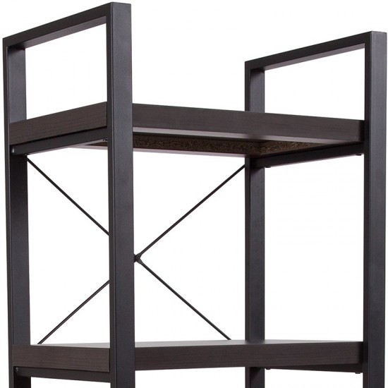 Thompson Collection 4 Shelf 62"H Etagere Bookcase in Charcoal Wood Grain Finish