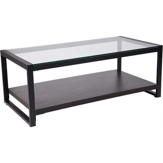 Rosedale Glass Coffee Table with Black Metal Frame