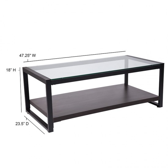 Rosedale Glass Coffee Table with Black Metal Frame