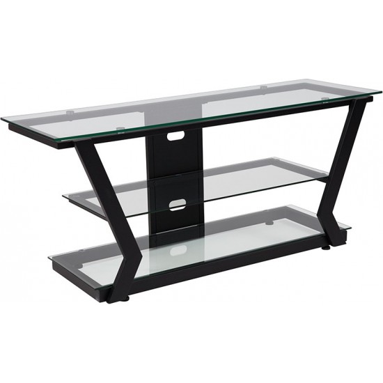 Harbor Hills Glass TV Stand with Black Metal Frame