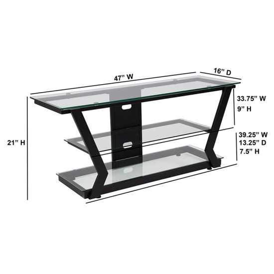 Harbor Hills Glass TV Stand with Black Metal Frame