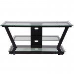 Harbor Hills Glass TV Stand with Black Metal Frame