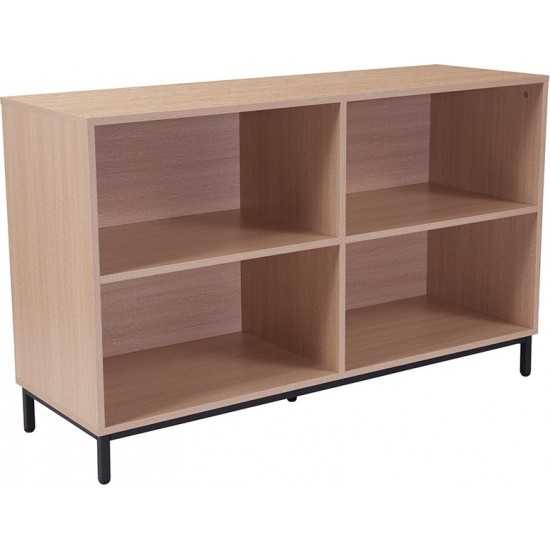 Dudley 4 Shelf 29.5"H Open Bookcase Storage in Oak Wood Grain Finish