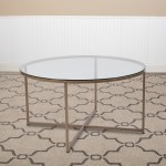 Greenwich Collection Glass Coffee Table with Matte Gold Frame