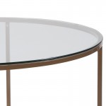 Greenwich Collection Glass Coffee Table with Matte Gold Frame