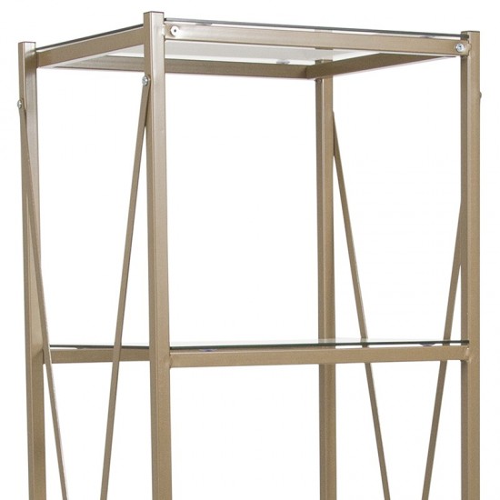 Mar Vista Collection 4 Shelf 64"H Cross Brace Glass Bookcase in Matte Gold