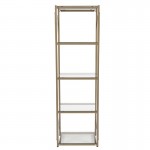 Mar Vista Collection 4 Shelf 64"H Cross Brace Glass Bookcase in Matte Gold