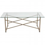 Mar Vista Collection Glass Coffee Table with Matte Gold Frame