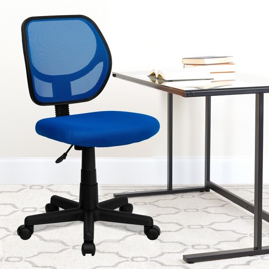 Low Back Blue Mesh Swivel Task Office Chair