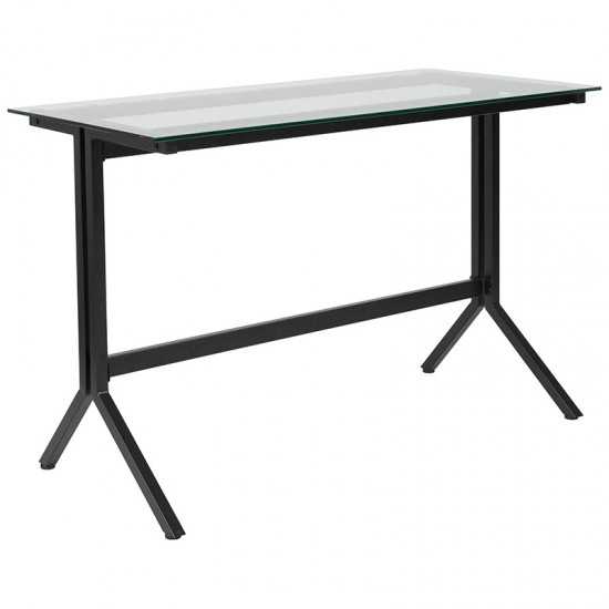 Highland Collection Glass Computer Desk with Black Metal Frame