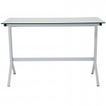 Winfield Collection Glass Computer Desk with White Metal Frame